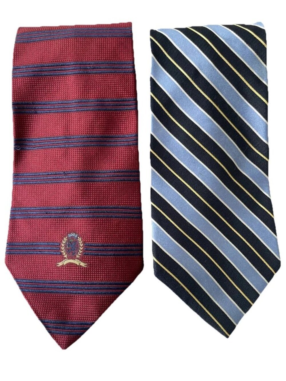 SALE! 70% OffTOMMY HILFIGER TIES Maroon /Blue Stripe Light Blue Stripe 100% Silk